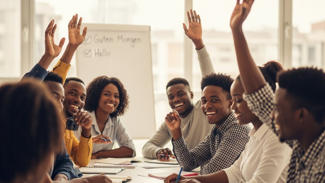 Students learning German